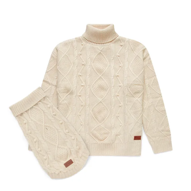 Pet White Knit Turtleneck Jumper