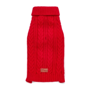 Pet Red Knit Button Collar Jumper