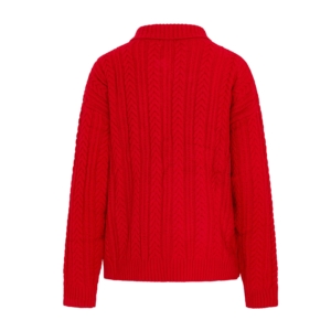 Human  Red Knit Button Collar Jumper